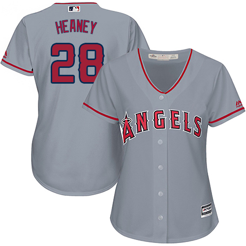 Los Angeles Angels #28 Andrew Heaney Grey Road Women's Stitched Jersey Womens