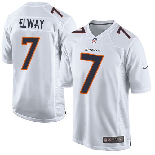 Broncos #7 John Elway White Youth Stitched Game Event Jersey