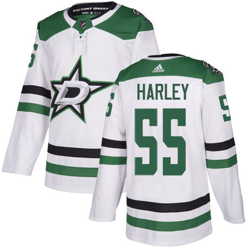 Adidas Dallas Stars #55 Thomas Harley White Road Authentic Stitched Jersey Men's