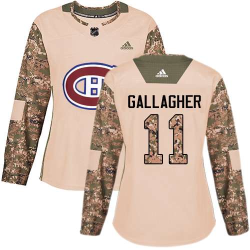 Adidas Montreal Canadiens #11 Brendan Gallagher Camo Authentic 2017 Veterans Day Women's Stitched Jersey Womens