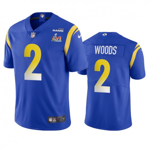 Los Angeles Los Angeles Rams #2 Robert Woods Men's Super Bowl LVI Patch Vapor Limited Jersey - Royal Men's