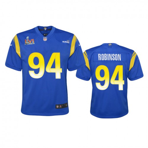 Los Angeles Los Angeles Rams #94 A'Shawn Robinson Youth Super Bowl LVI Patch Game Jersey - Royal Youth