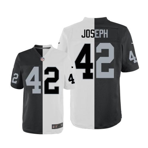 Las Vegas Raiders #42 Karl Joseph White/Black Men's Stitched Elite Split Jersey Men's