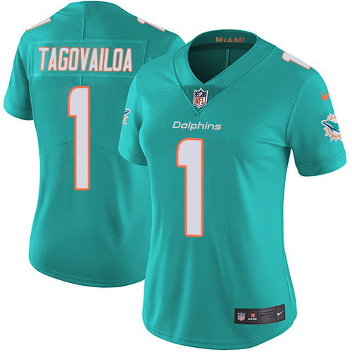 Dolphins #1 Tua Tagovailoa Aqua Green Team Color Women's Stitched Vapor Untouchable Limited Jersey