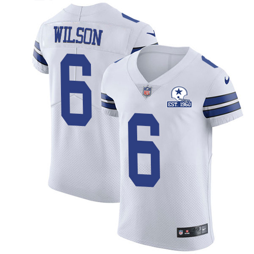 Cowboys #6 Donovan Wilson White Men's Stitched With Established In 1960 Patch New Elite Jersey
