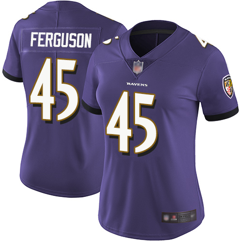 Baltimore Ravens #45 Jaylon Ferguson Purple Team Color Women's Stitched Vapor Untouchable Limited Jersey Womens
