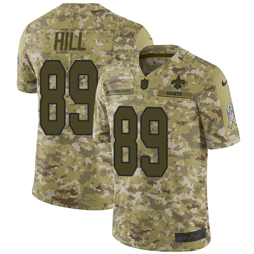 New Orleans Saints #89 Josh Hill Camo Youth Stitched Limited 2018 Salute to Service Jersey Youth