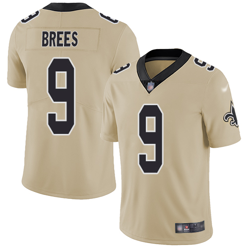 Saints #9 Drew Brees Gold Youth Stitched Limited Inverted Legend Jersey