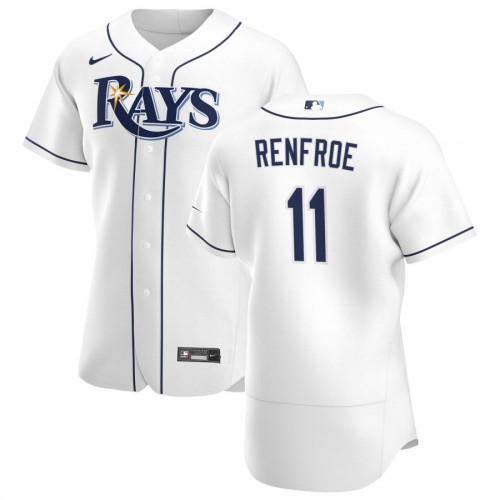 Tampa Bay Tampa Bay Rays #11 Hunter Renfroe Men's White Home 2020 Authentic Player Jersey Men's