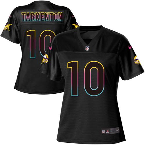 Vikings #10 Fran Tarkenton Black Women's Fashion Game Jersey