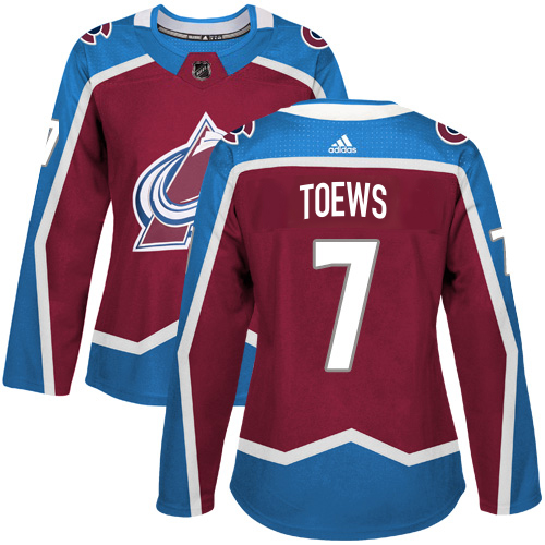 Adidas Colorado Avalanche #7 Devon Toews Burgundy Women's Home Authentic Stitched Jersey Womens