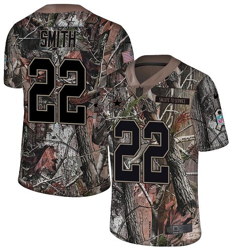 Cowboys #22 Emmitt Smith Camo Youth Stitched Limited Rush Realtree Jersey