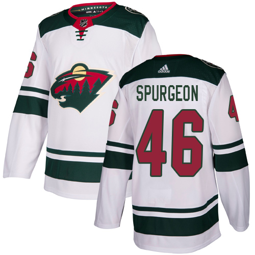 Adidas Minnesota Wild #46 Jared Spurgeon White Road Authentic Stitched Youth Jersey Youth