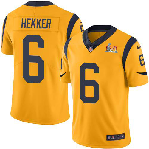 Los Angeles Rams #6 Johnny Hekker Gold Super Bowl LVI Patch Youth Stitched Limited Rush Jersey Youth