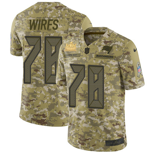 Tampa Bay Buccaneers #78 Tristan Wirfs Camo Youth Super Bowl LV Champions Patch Stitched Limited 2018 Salute To Service Jersey Youth