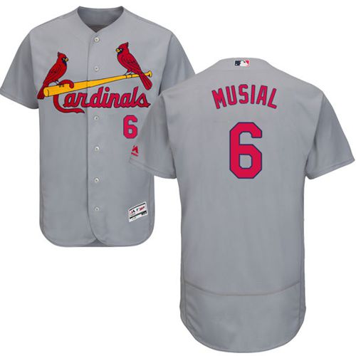 St.Louis Cardinals #6 Stan Musial Grey Flexbase Authentic Collection Stitched Jersey Men's
