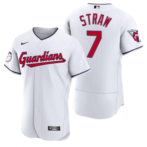 Cleveland Guardians #7 Myles Straw White Men's 2022 Authentic Home Jersey Men's