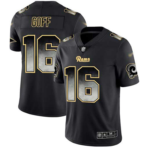 Los Angeles Rams #16 Jared Goff Black Men's Stitched Vapor Untouchable Limited Smoke Fashion Jersey Men's