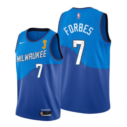 Milwaukee Bucks #7 Bryn Forbes 2021 Finals Champions City Edition Jersey Blue Mens