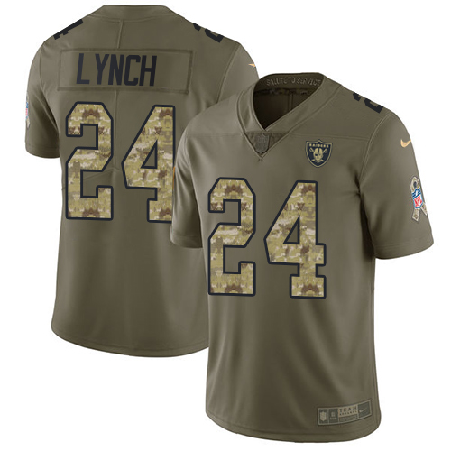 Las Vegas Raiders #24 Marshawn Lynch Olive/Camo Youth Stitched Limited 2017 Salute to Service Jersey Youth