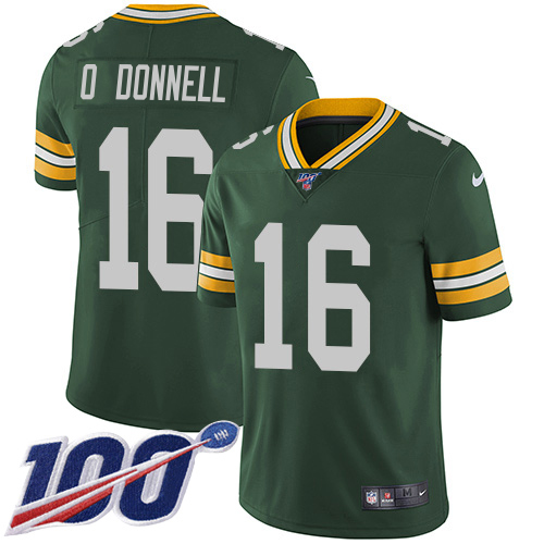 Packers #16 Pat O'Donnell Green Team Color Men's Stitched 100th Season Vapor Untouchable Limited Jersey