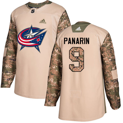 Adidas Columbus Blue Jackets #9 Artemi Panarin Camo Authentic 2017 Veterans Day Stitched Jersey Men's