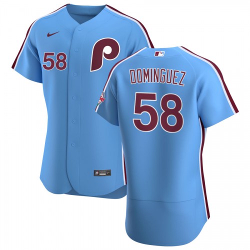 Philadelphia Philadelphia Phillies #58 Seranthony Dominguez Men's Light Blue Alternate 2020 Authentic Player Jersey Men's