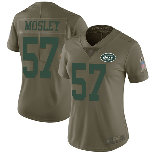 Jets #57 C.J. Mosley Olive Women's Stitched Limited 2017 Salute To Service Jersey