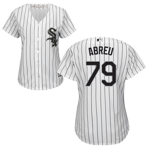 Chicago White Sox #79 Jose Abreu White(Black Strip) Home Women's Stitched Jersey Womens