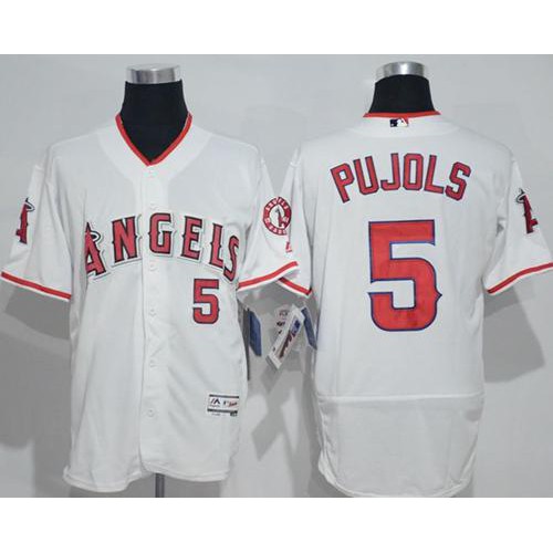 Los Angeles Angels of Anaheim #5 Albert Pujols White Flexbase Authentic Collection Stitched Jersey Men's