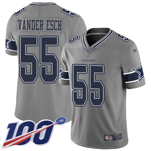 Cowboys #55 Leighton Vander Esch Gray Men's Stitched Limited Inverted Legend 100th Season Jersey
