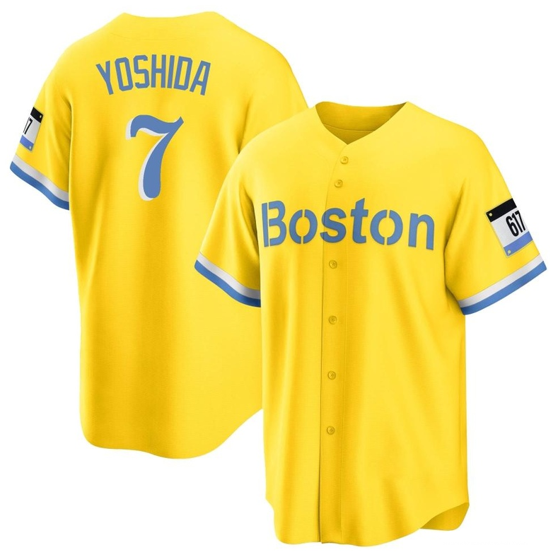 Men's Youth Women's Boston Red Sox #7 Masataka yoshida Blue 2021 City Connect Player Jersey - Gold light