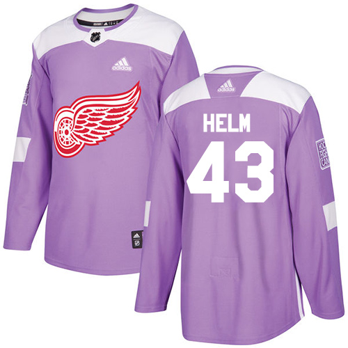 Adidas Detroit Red Wings #43 Darren Helm Purple Authentic Fights Cancer Stitched Jersey Men's