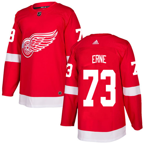 Adidas Detroit Red Wings #73 Adam Erne Red Home Authentic Stitched Jersey Men's