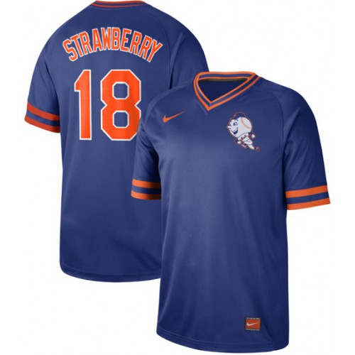 New York Mets #18 Darryl Strawberry Royal Authentic Cooperstown Collection Stitched Jersey Men's