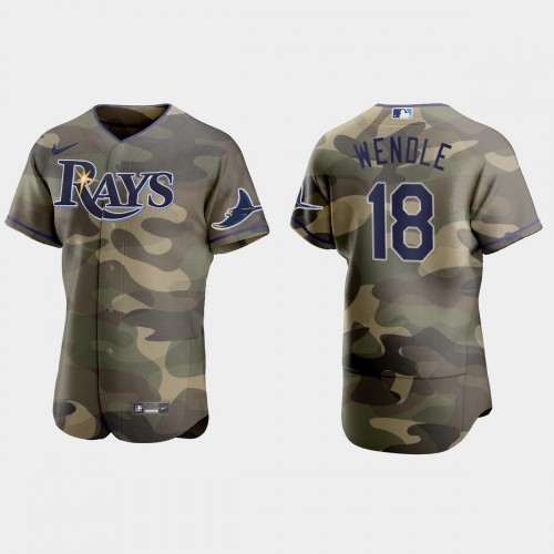 Tampa Bay Tampa Bay Rays #18 Joey Wendle Men's 2021 Armed Forces Day Authentic Jersey -Camo Men's