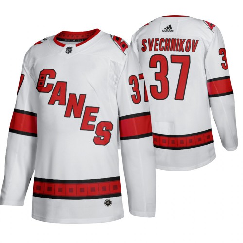 Carolina Carolina Hurricanes #37 Andrei Svechnikov Men's 2019-20 Away Authentic Player White Stitched Jersey Men's