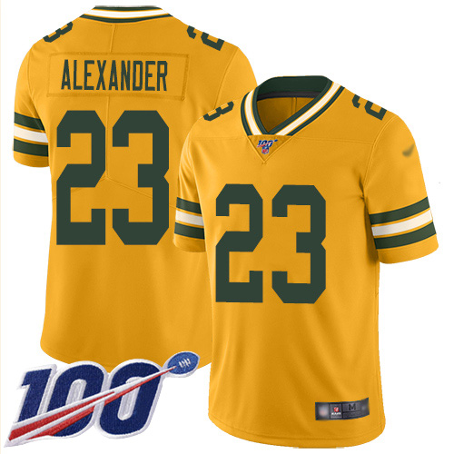 Packers #23 Jaire Alexander Gold Youth Stitched Limited Inverted Legend 100th Season Jersey