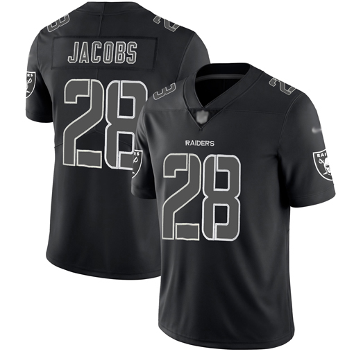 Raiders #28 Josh Jacobs Black Men's Stitched Limited Rush Impact Jersey