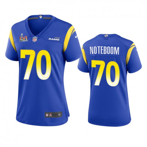 Los Angeles Los Angeles Rams #70 Joseph Noteboom Women's Super Bowl LVI Patch Game Jersey - Royal Womens
