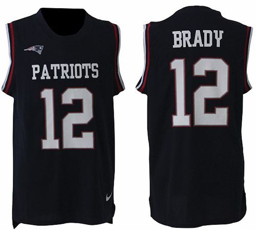 Patriots #12 Tom Brady Navy Blue Team Color Men's Stitched Limited Tank Top Jersey