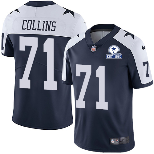 Dallas Cowboys #71 La'el Collins Navy Blue Thanksgiving Men's Stitched With Established In 1960 Patch Vapor Untouchable Limited Throwback Jersey M