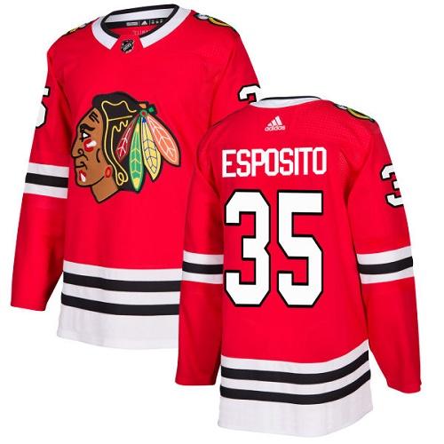 Adidas Chicago Blackhawks #35 Tony Esposito Red Home Authentic Stitched Jersey Men's