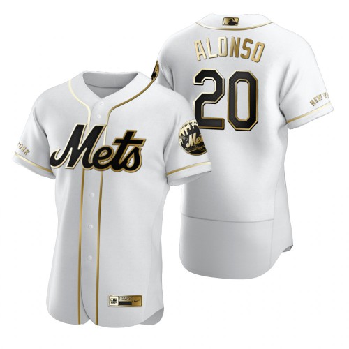 New York New York Mets #20 Pete Alonso White Men's Authentic Golden Edition Jersey Men's
