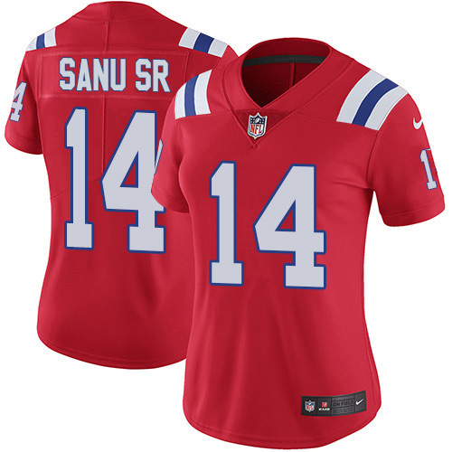 New England Patriots #14 Mohamed Sanu Sr Red Alternate Women's Stitched Vapor Untouchable Limited Jersey Womens