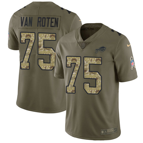 Bills #75 Greg Van Roten Olive/Camo Youth Stitched Limited 2017 Salute To Service Jersey