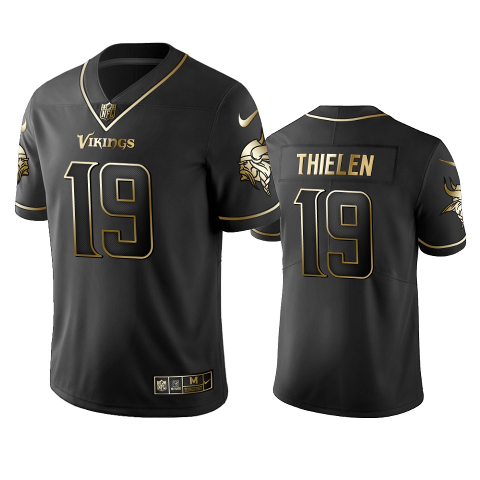 Vikings #19 Adam Thielen Men's Stitched Vapor Untouchable Limited Black Golden Jersey