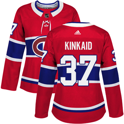 Adidas Montreal Canadiens #37 Keith Kinkaid Red Home Authentic Women's Stitched Jersey Womens