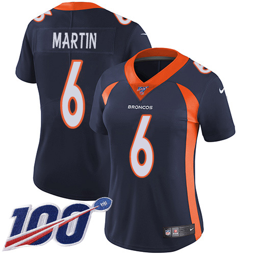 Denver Broncos #6 Sam Martin Navy Blue Alternate Women's Stitched 100th Season Vapor Untouchable Limited Jersey Womens