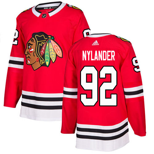 Adidas Chicago Blackhawks #92 Alexander Nylander Red Home Authentic Stitched Jersey Men's